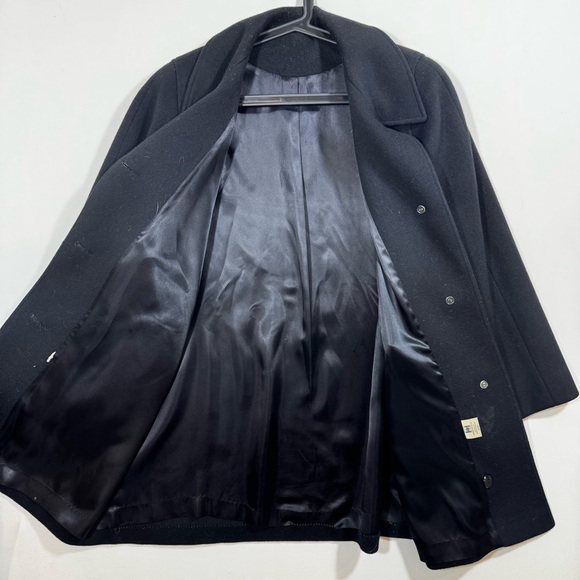 Vintage Women's Wool Overcoat Oversized L Black Elegant Quiet Luxury Minimalist - Picture 5 of 12